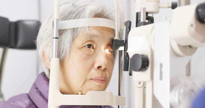 Elderly lady having eye exam in Washington DC