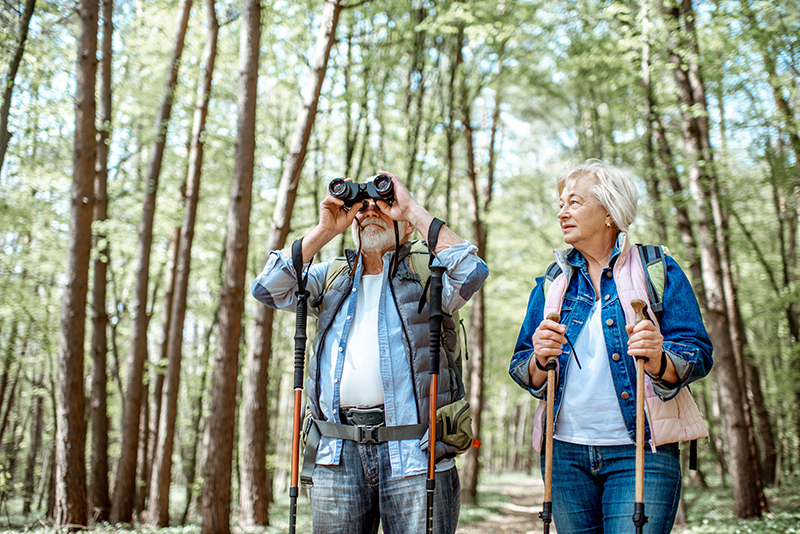 Senior man and woman enjoying outdoor activities in Potomac, MD